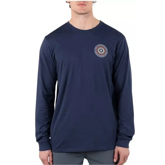 Hurley Men’s Everyday Wheel Long Sleeve T-Shirt Midnight Aqua Large NEW W Tags. - Picture 2 of 5